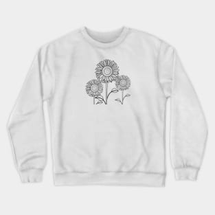 Hand drawn cute black sunflowers Crewneck Sweatshirt